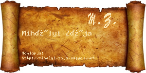 Mihályi Zója névjegykártya